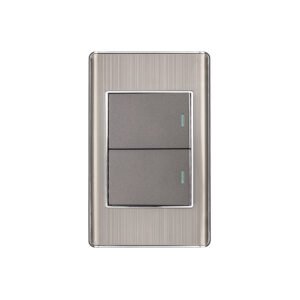Placa armada acero inox 2 interruptores 1.5 módulos, Lisboa