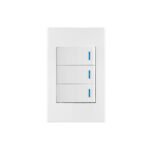 Placa armada 3 interruptores 1de 3vías,1 mod,Española,blanco