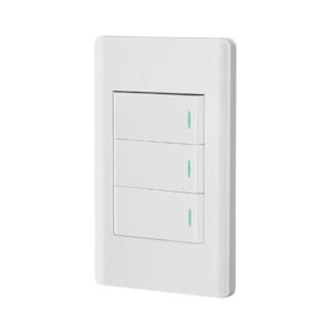 Placa armada blanca 2 interruptores 1 de 3 vías 1 mód,Lisboa