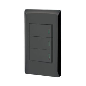 Placa armada negra 2 interruptores 1 de 3 vías 1 mód, Lisboa