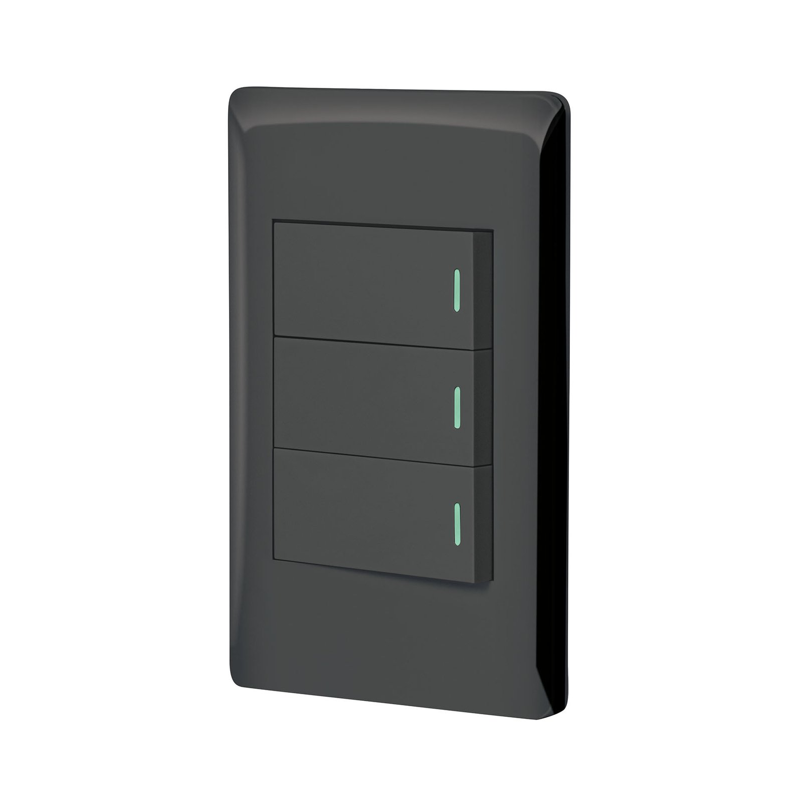 Placa armada negra 2 interruptores 1 de 3 vías 1 mód, Lisboa