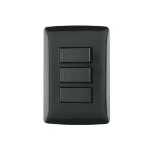 Placa armada 3 interruptores sencillos,negro, línea Italiana