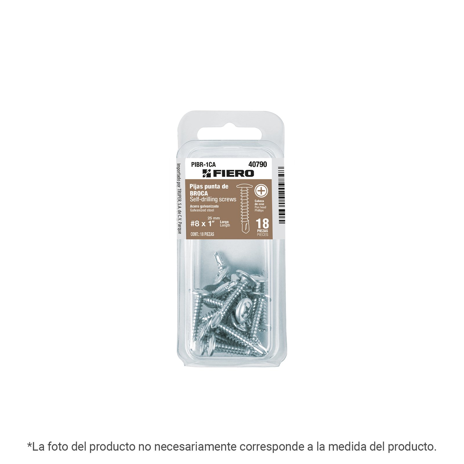 Blíster 22 pijas #8 x 3/4' cabeza cruz K-LATH punta broca