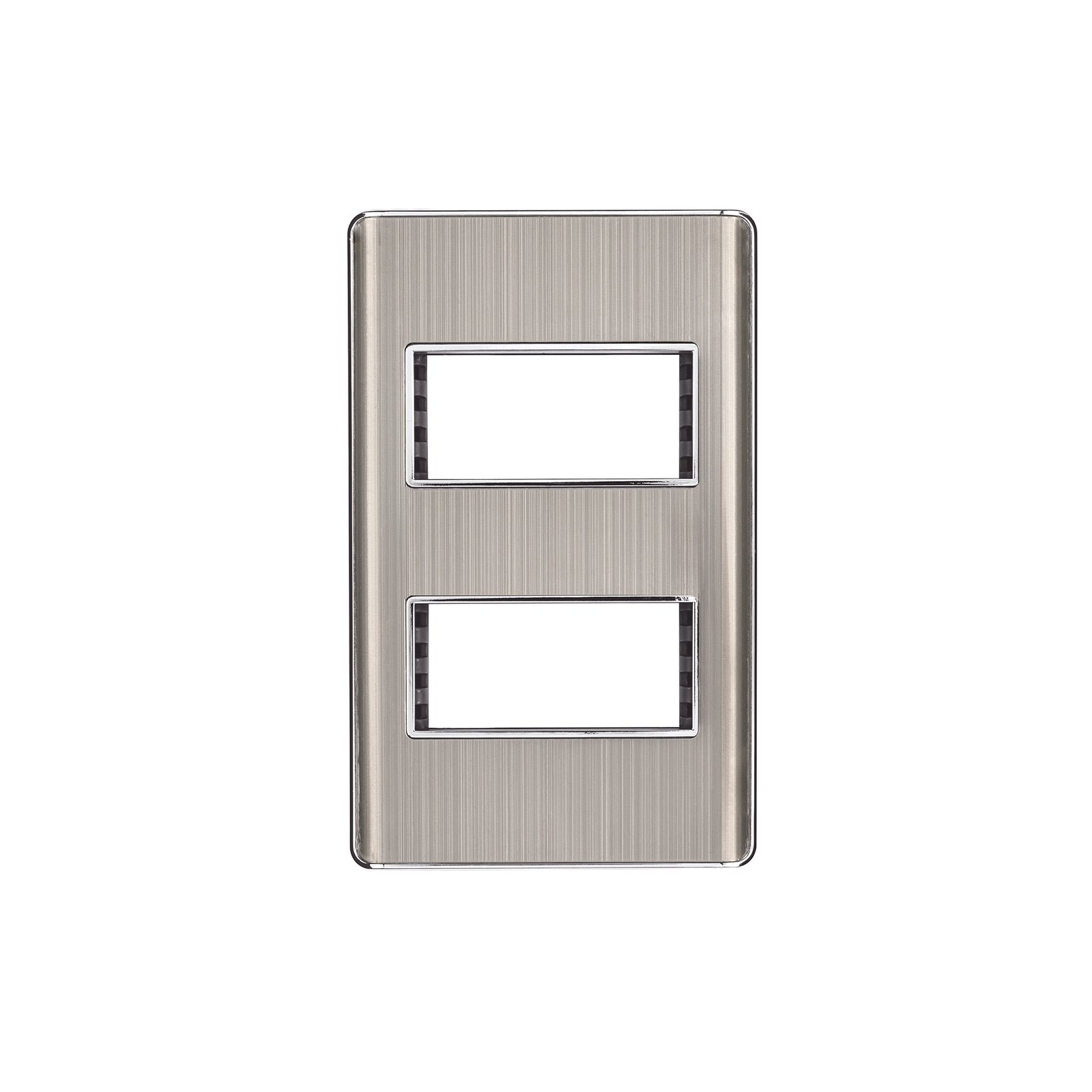 Placa de acero inox con 2 ventanas 1 módulo, línea Lisboa