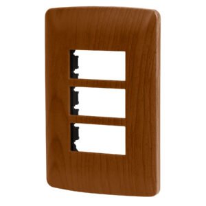 Placa 3 módulos de ABS, línea Italiana, acabado madera