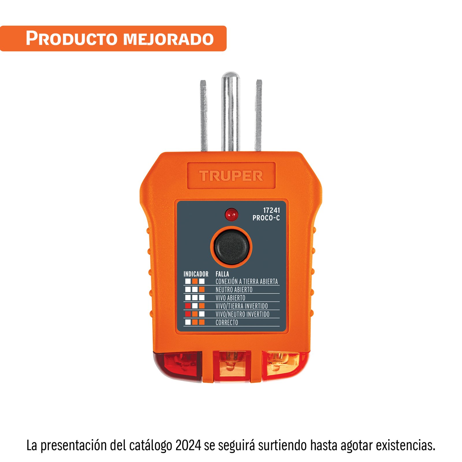 PROCO-C.jpg Probador de tomacorriente, corriente alterna, TRUPER - Image 1