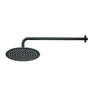 Regadera plato redondo 10' con brazo, negro, FOSET RIVIERA