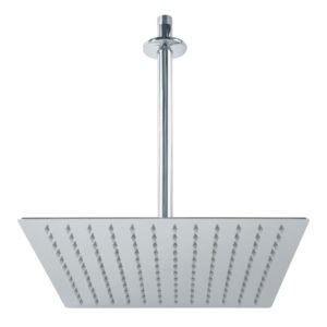 Regadera plato cuadrado 12' con brazo, cromo, FOSET RIVIERA