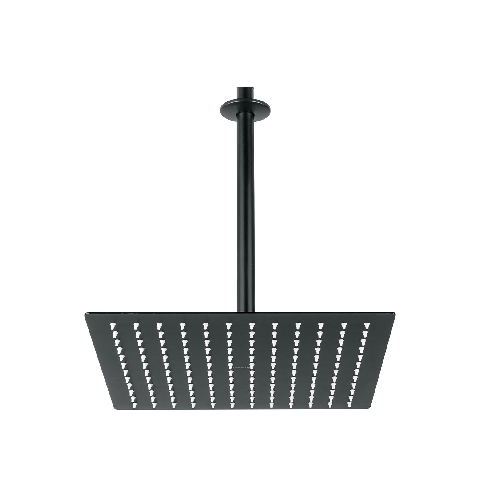 Regadera plato cuadrado 12' con brazo, negro, FOSET RIVIERA