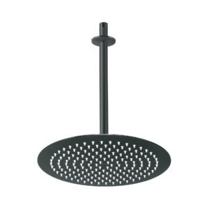 Regadera plato redondo 12' con brazo, negro, FOSET RIVIERA