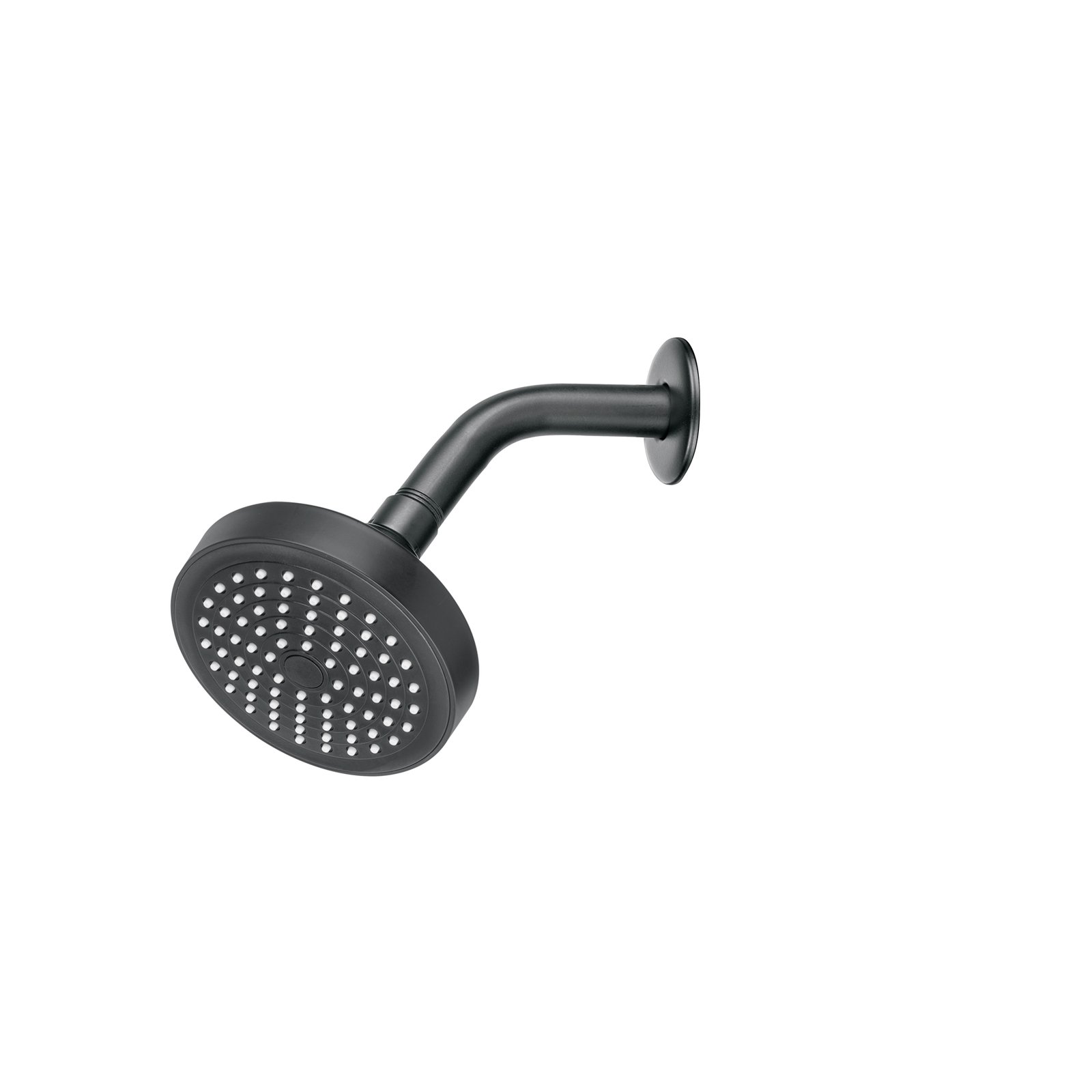 Regadera redonda 4-1/4' brazo y chapetón, negro, BASIC