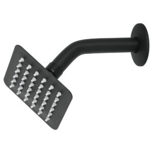 Regadera cuadrada 4', acero inox, con brazo, negro, TÚBIG