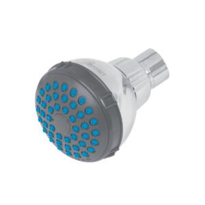 Regadera redonda de ABS 2-1/2' gris-cromo sin brazo, BASIC