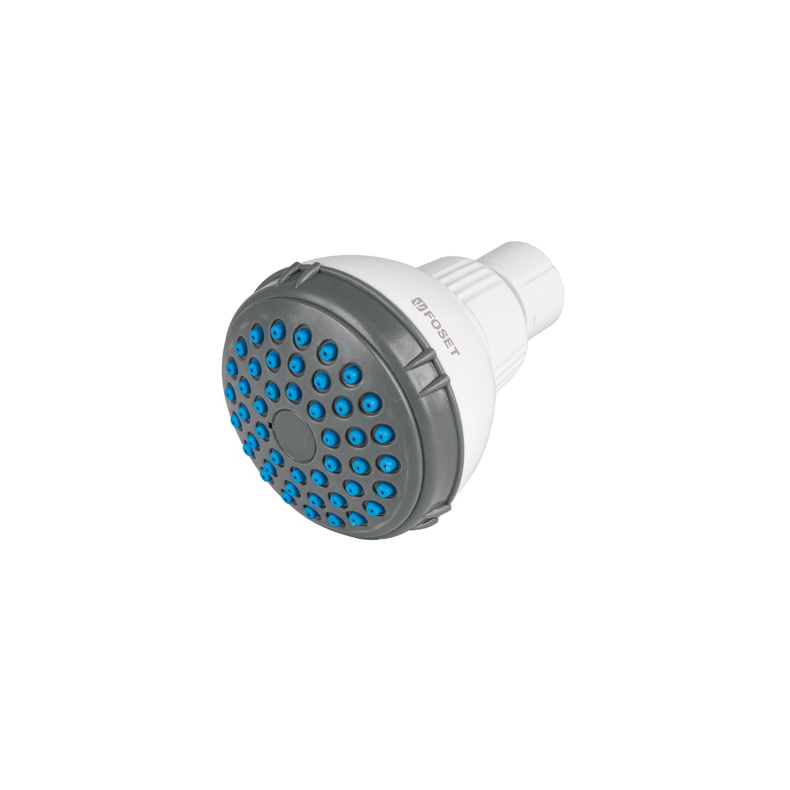 Regadera redonda de ABS 2-1/2' gris-blanca sin brazo, BASIC