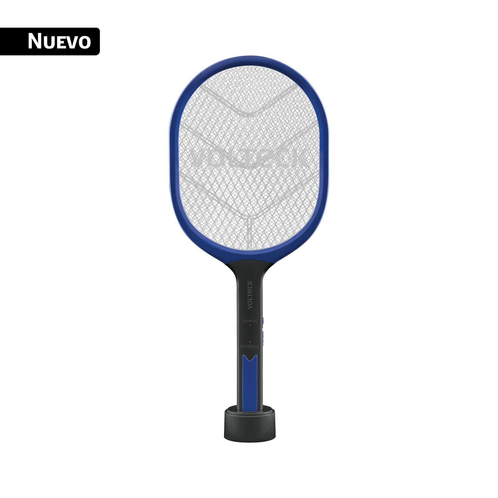 Raqueta mata moscas y mosquitos con base, recargable VOLTECK