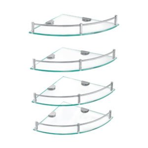 Juego de 4 repisas esquineras de vidrio, FOSET