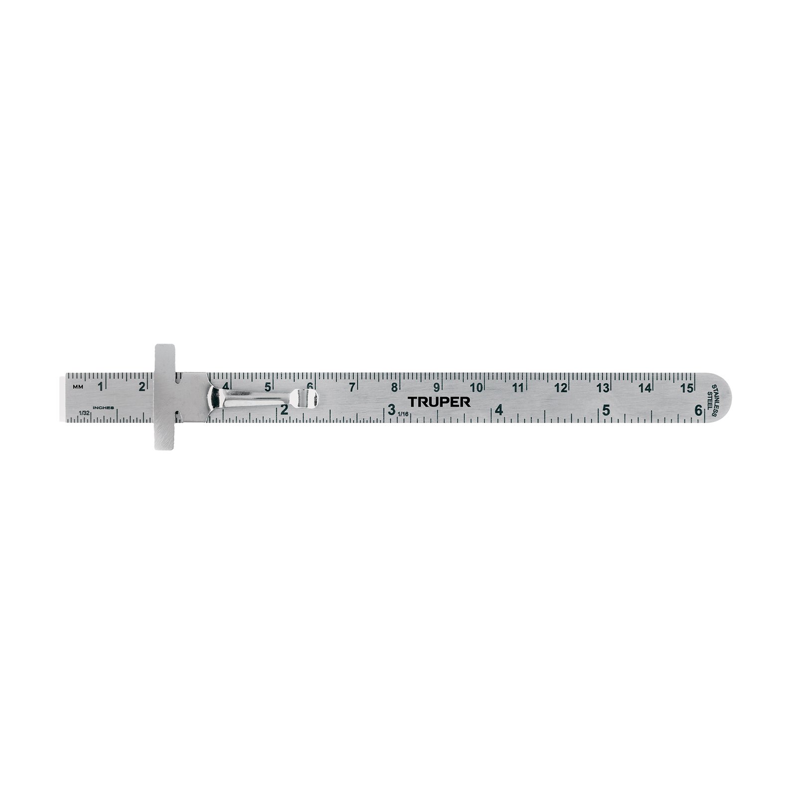 Regla 15 cm de acero inoxidable de bolsillo, TRUPER