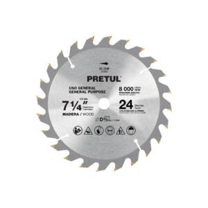 Disco sierra 7-1/4' p/madera, 24 dientes centro 5/8', PRETUL