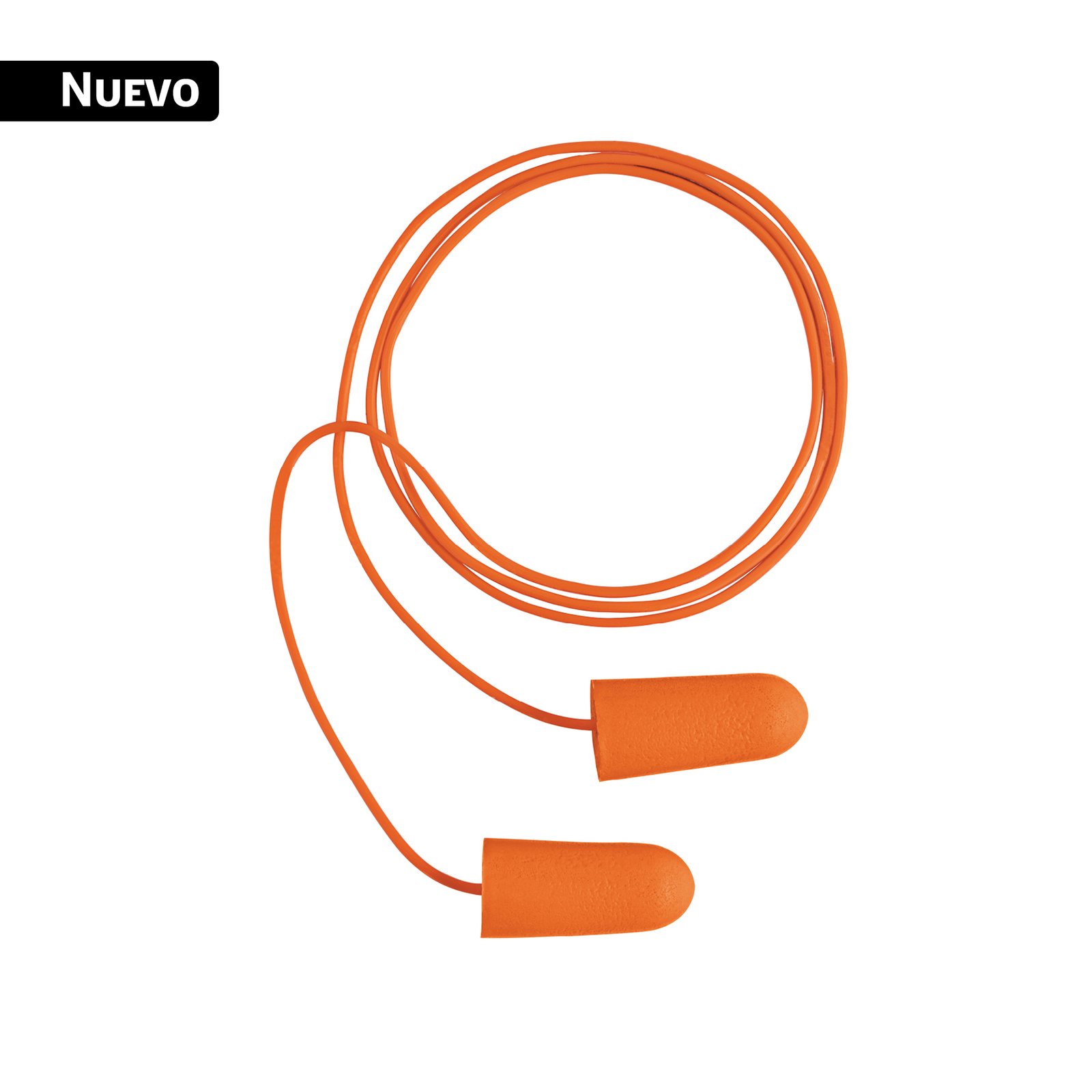 Tapón auditivo desechable con cordón, caja 100 pz