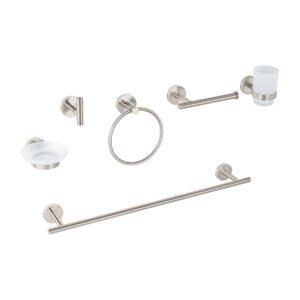 Juego de 6 accesorios para baño acabado satín, FOSET TÚBIG