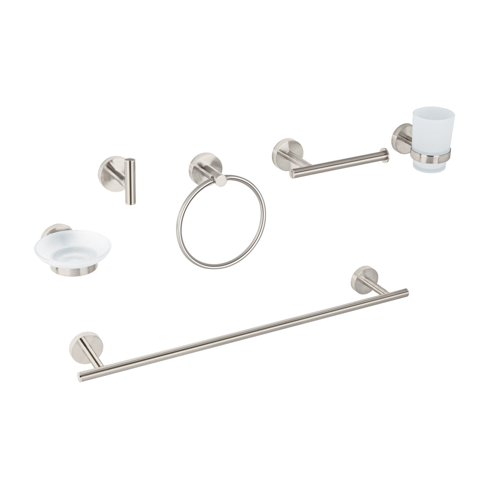 Juego de 6 accesorios para baño acabado satín, FOSET TÚBIG