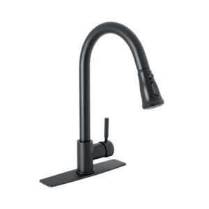Monomando para fregadero, cuello extraible,negro mate, TÚBIG