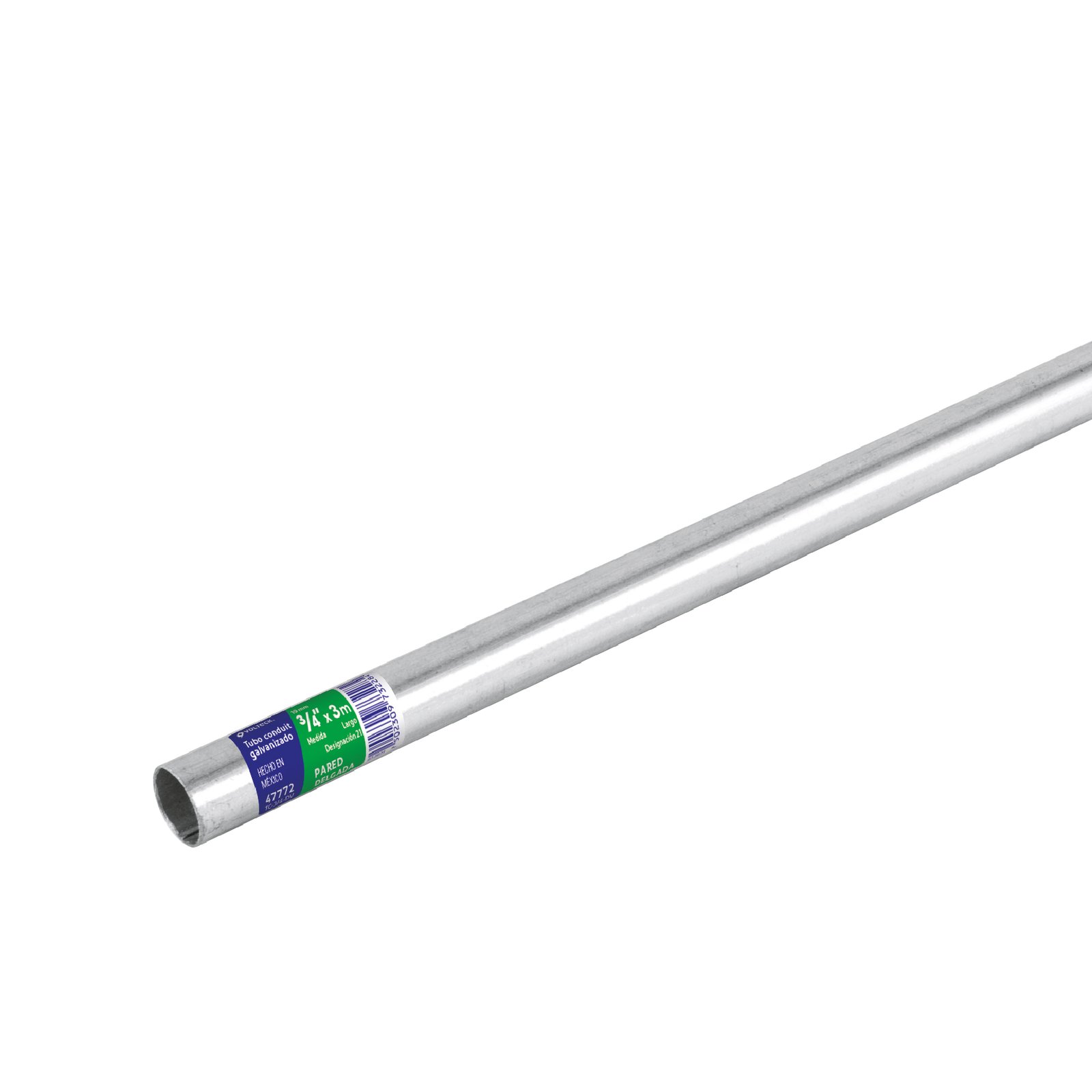 Tubo Conduit 3/4' pared delgada (1 mm), et. verde, 3 m