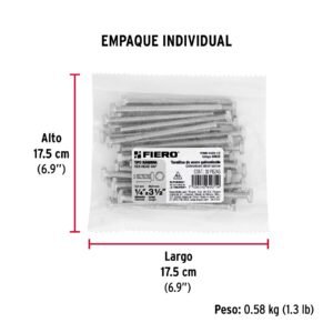 Bolsa con 30 tornillos 1/4' x 3-1/2' tipo máquina, FIERO